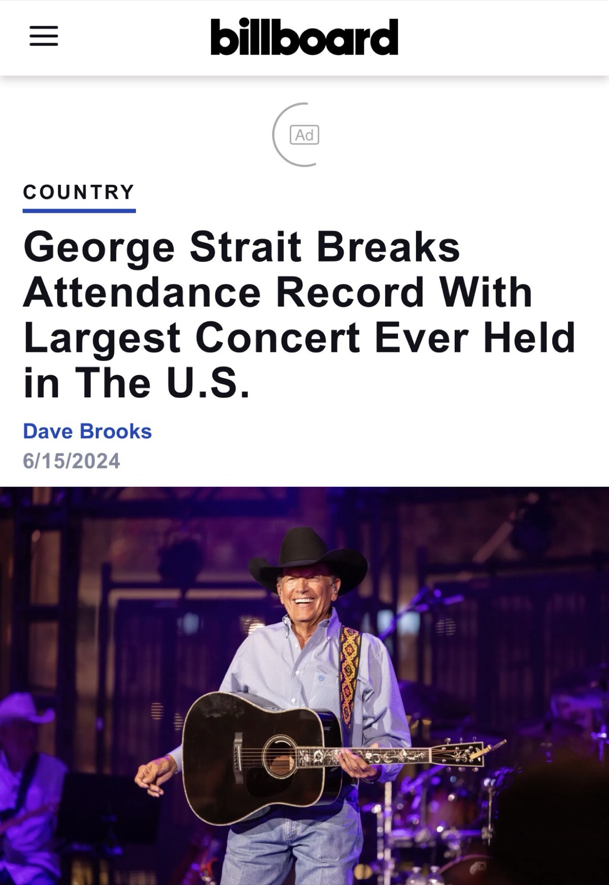 Billboard — George Strait breaks attendance record at Kyle Field